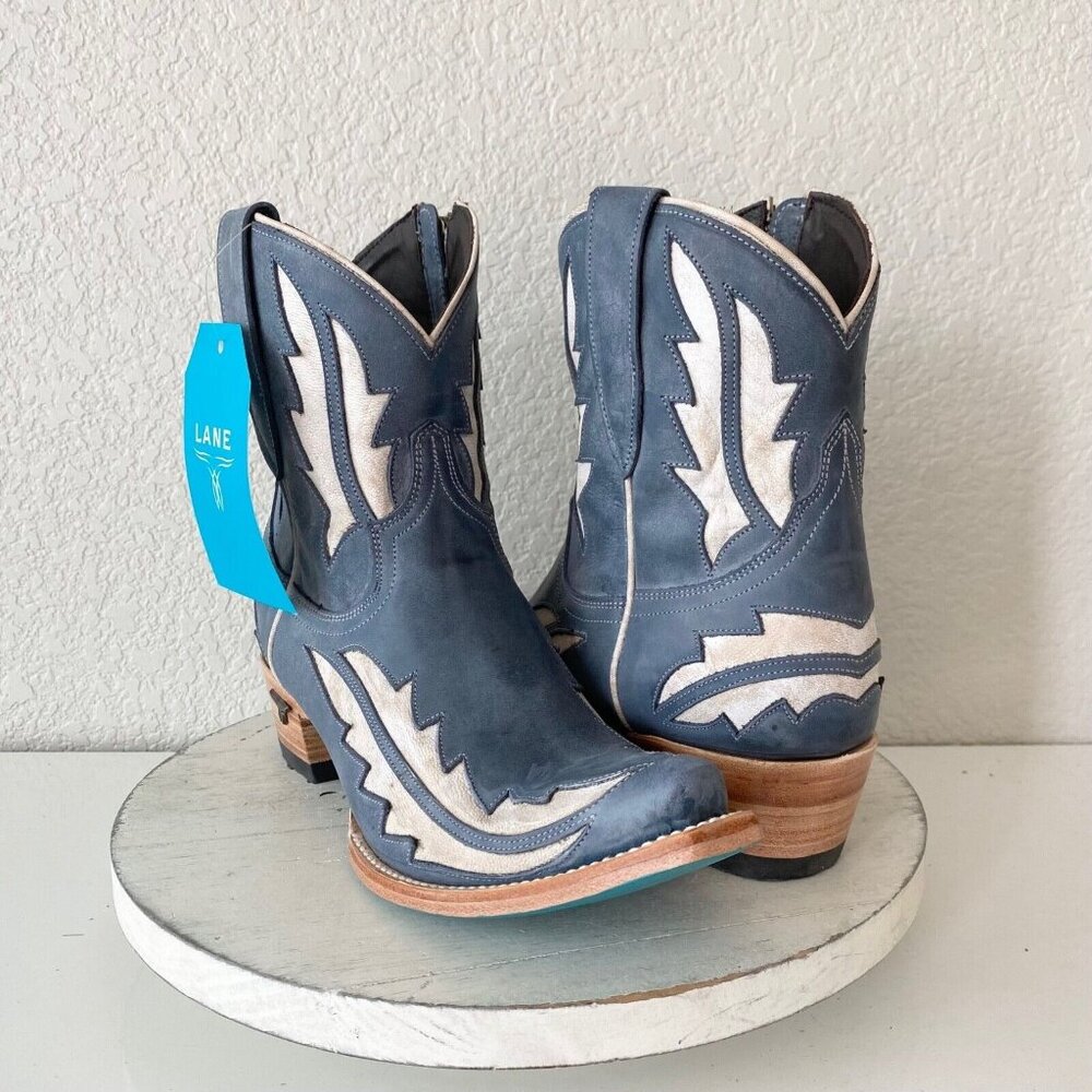 Lane Women's Blue and White Ankle Boots - Picture 11 of 12